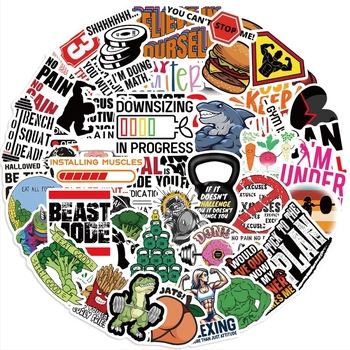 Set naljepnica – 50 vodootpornih grafiti dizajna s motivacijom za fitness, samoljepljive, DIY dekor za gitaru, laptop i prtljagu