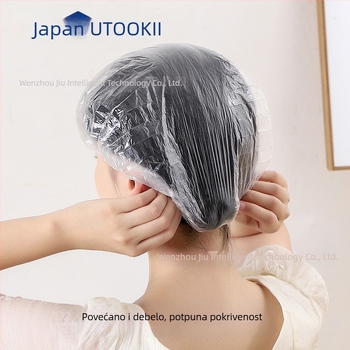 Utookii Jednokratna PE kapica za tuširanje za žene, vodootporna i otporna na ulje, kućna upotreba, lagani luksuz stil