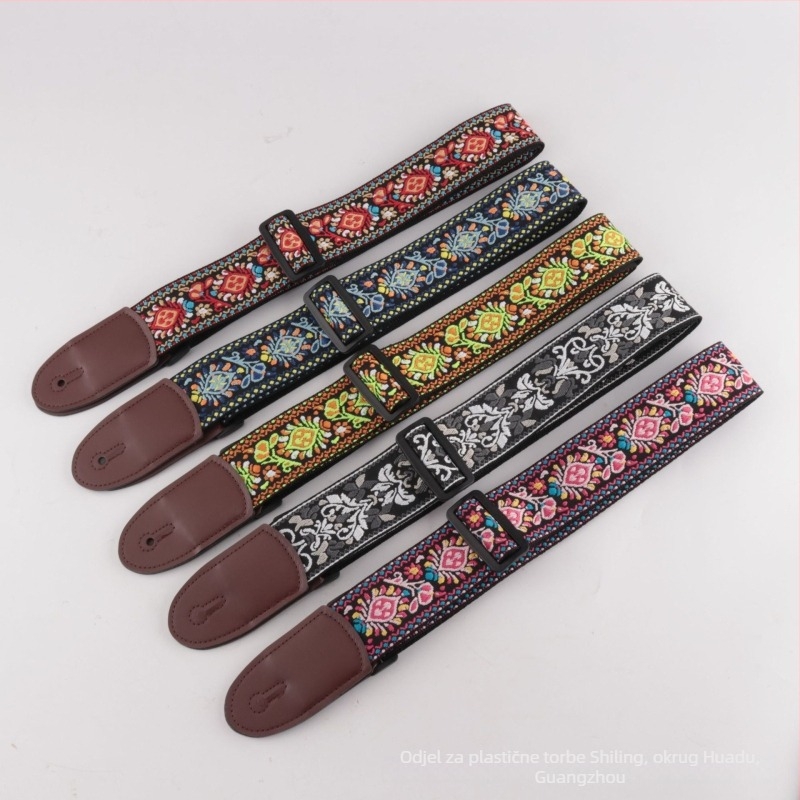 Poliester kaiš za gitaru – za ukulele, električnu gitaru i bas gitaru, vintage folk stil, crossbody dizajn