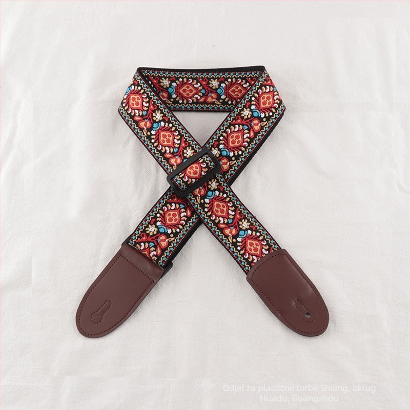 Poliester kaiš za gitaru – za ukulele, električnu gitaru i bas gitaru, vintage folk stil, crossbody dizajn