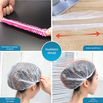 Jednokratna kapa za tuširanje, 100 kom., plastika, individualno pakirana u OPP, dizajn pojačane trake