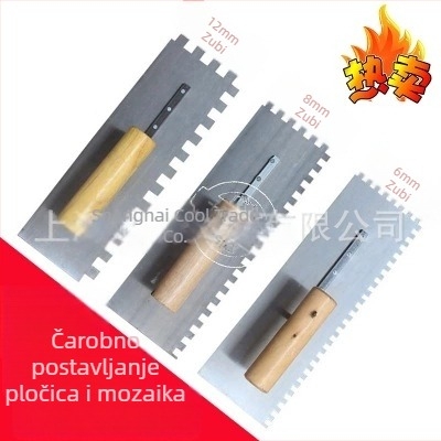 Square-toothed trowel; tile knife; putty knife; serrated scraper; caulking knife