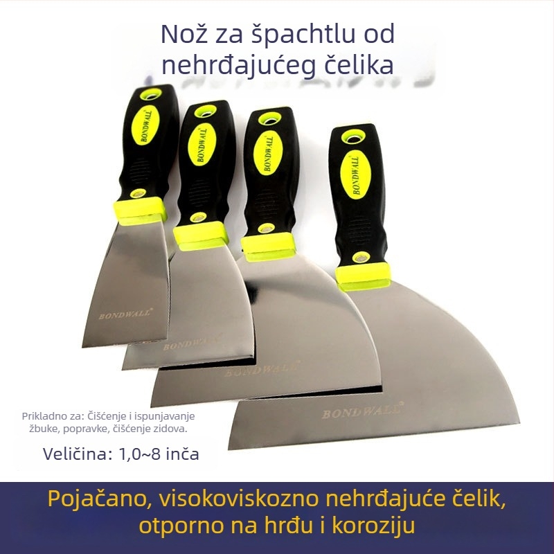 BONDWALL Nehrđajući čelični višefunkcionalni alat – špatula za žbukanje s dvobojnom držalom, za žbukanje, dekoraciju i zidarske radove