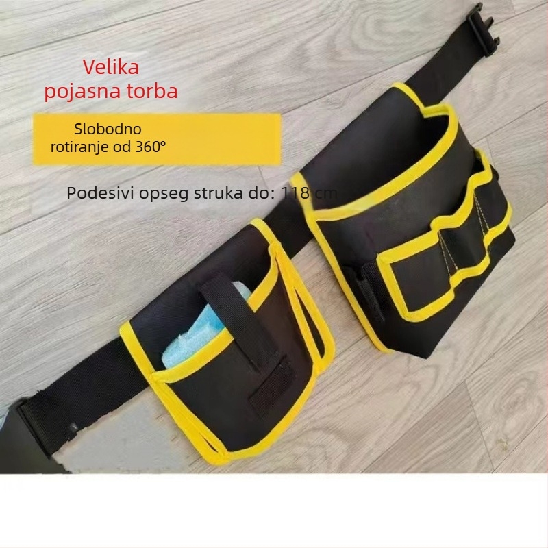 Torba za alat na pojasu za stolarske poslove, 360° okretna – prijenosna platnena torba za bušilicu, izdržljiva