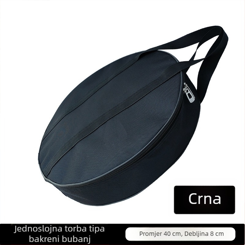 Torba za gong, jednoslojna Oxford tkanina, promjer 40 cm, debljina 8 cm, ručka za nošenje, vodootporna tkanina, crna