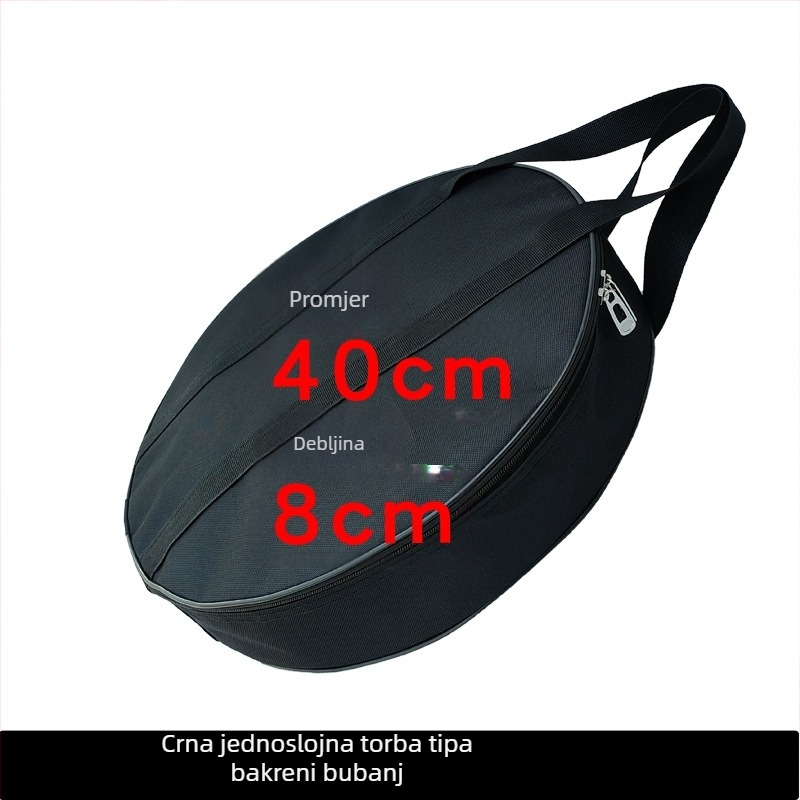 Torba za gong, jednoslojna Oxford tkanina, promjer 40 cm, debljina 8 cm, ručka za nošenje, vodootporna tkanina, crna