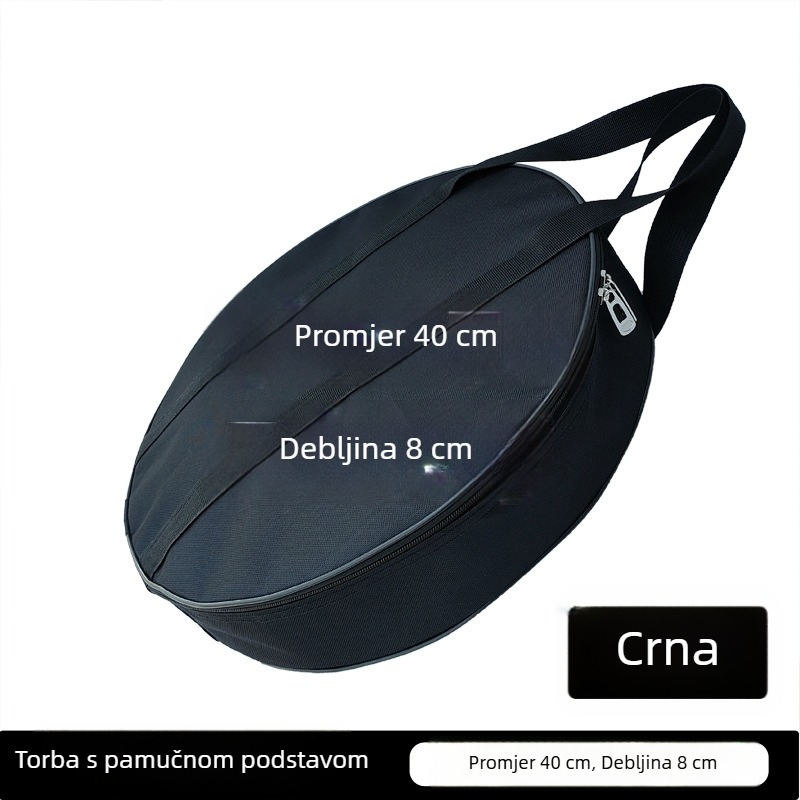 Torba za gong, jednoslojna Oxford tkanina, promjer 40 cm, debljina 8 cm, ručka za nošenje, vodootporna tkanina, crna