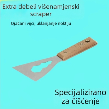 Višenamjenska spatula za čišćenje žbuke i cementa – nehrđajući čelik s drvenim držačem, debeli dizajn, težak renovacijski alat, moguć ispis logotipa
