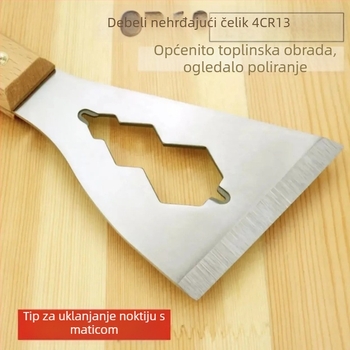Višenamjenska spatula za čišćenje žbuke i cementa – nehrđajući čelik s drvenim držačem, debeli dizajn, težak renovacijski alat, moguć ispis logotipa