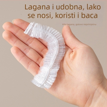 Jednokratna kapa za tuširanje od PE, s elastikom otvorom, ojačana, za bojanje kose, frizerske usluge i hotelsku kupaonicu.