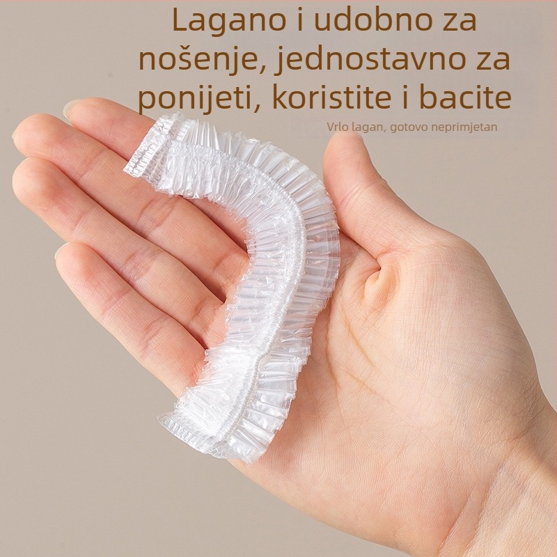 Jednokratna kapica za tuširanje s elastičnom trakom, deblji PE plast, za bojanje kose, salon i hotel