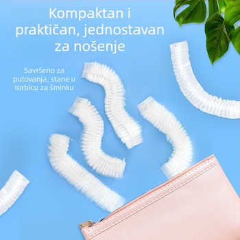Jednokratna PE kapa za tuširanje, prozirna plastika, vodootporna, debela traka, 100 pojedinačno pakiranih