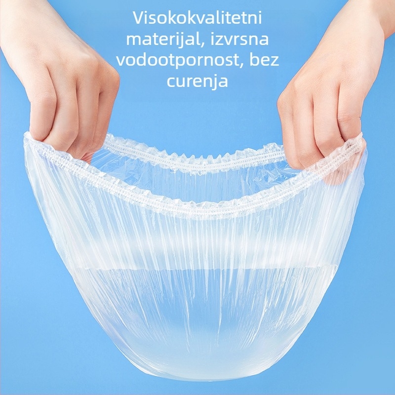 Jednokratna PE kapa za tuširanje, prozirna plastika, vodootporna, debela traka, 100 pojedinačno pakiranih