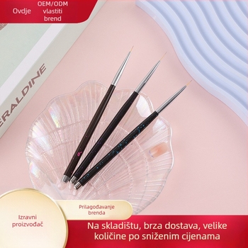 Set od 3 pera za nokte za crtanje – tanke linije, dugačak metalni držač