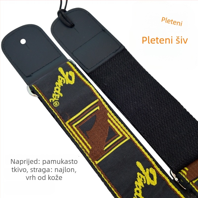 Gitarska naramenica s tkanom izvezbom, pamuk, podstava od najlona, zakrivljeni rameni pojas; kompatibilna s gitarom, električnim gitarom i elektrnim basom; model CXFD, Carmani