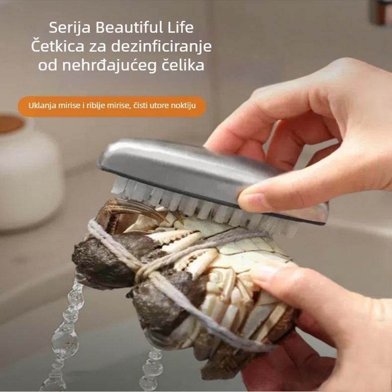 Dvostruka funkcijska četka za čišćenje od nehrđajućeg čelika s najlonskim dlačicama, za ruke i nokte, sa sapunom koji uklanja mirise – 68 g