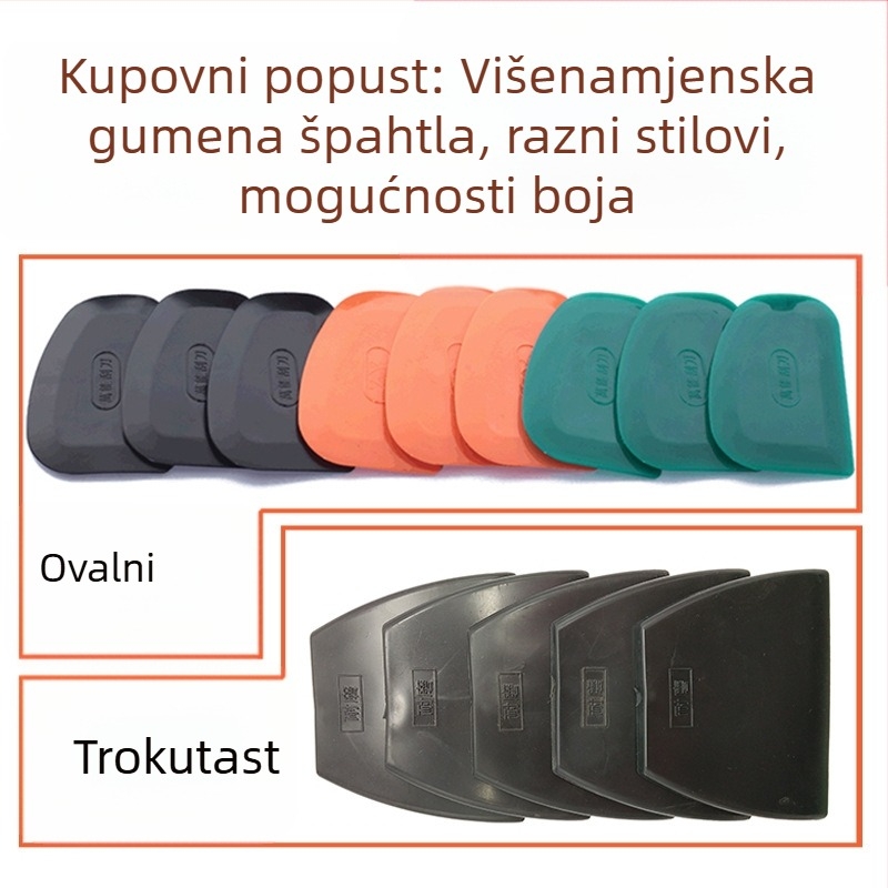 Auto špahtla za gletovanje – ovalna mekana gumena špahtla, plastična ručka, serija Car putty rubber scraper