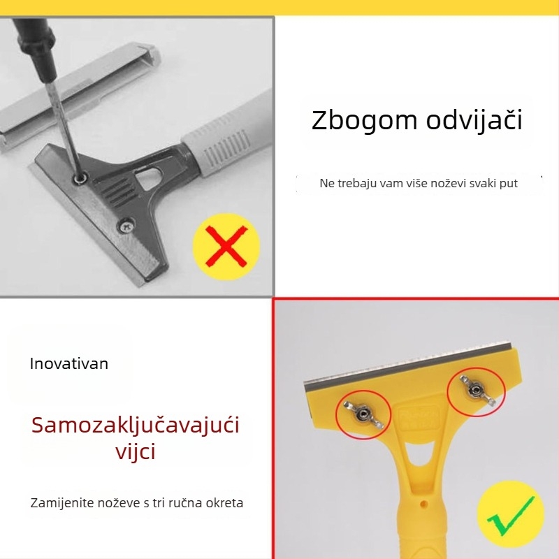 Runxin čistilni nož s plastičnim tijelom i ručkom — kućni alat za čišćenje zidova, staklenih površina i mramora, serija Čistilni nož, za cijeli dom