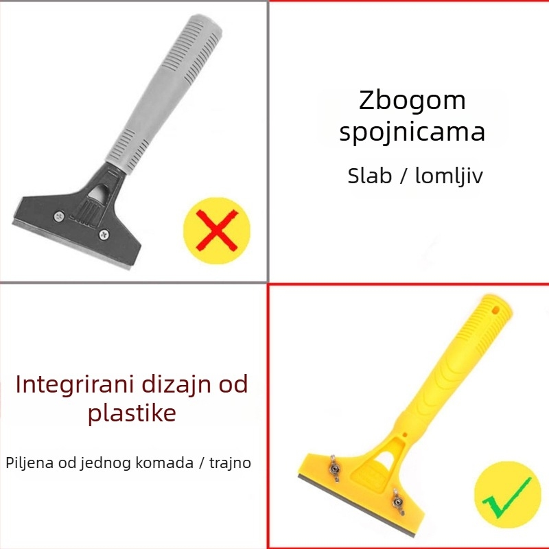 Runxin čistilni nož s plastičnim tijelom i ručkom — kućni alat za čišćenje zidova, staklenih površina i mramora, serija Čistilni nož, za cijeli dom