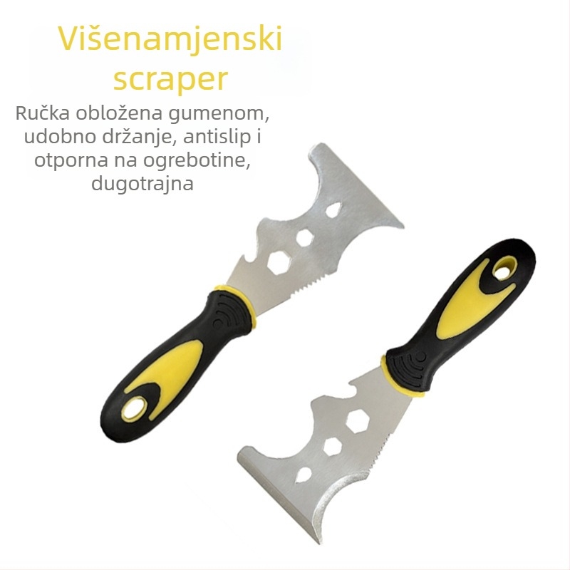 Nehrđajući čelični višenamjenski špachtla-skraper s ravnom oštricom (uklanjanje boje; uklanjanje ljepila; debela oštrica; višenamjenski)