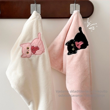 Kapa za sušenje kose za dugu kosu, koralni pliš, crtani stil, 50 g, ponovno upotrebljivo, opća namjena