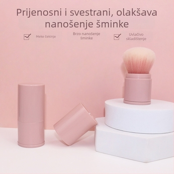 Prijenosna izvlačna četkica za puder s velikom okruglom glavom, za labav puder i rumenilo