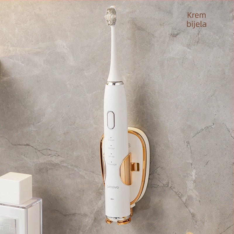 Držač četkica za zube s gravitacijskim senzorom za električne četkice i pohranu zubne paste, montaža usisnom čašom, ABS s pozlaćenom završnom obradom