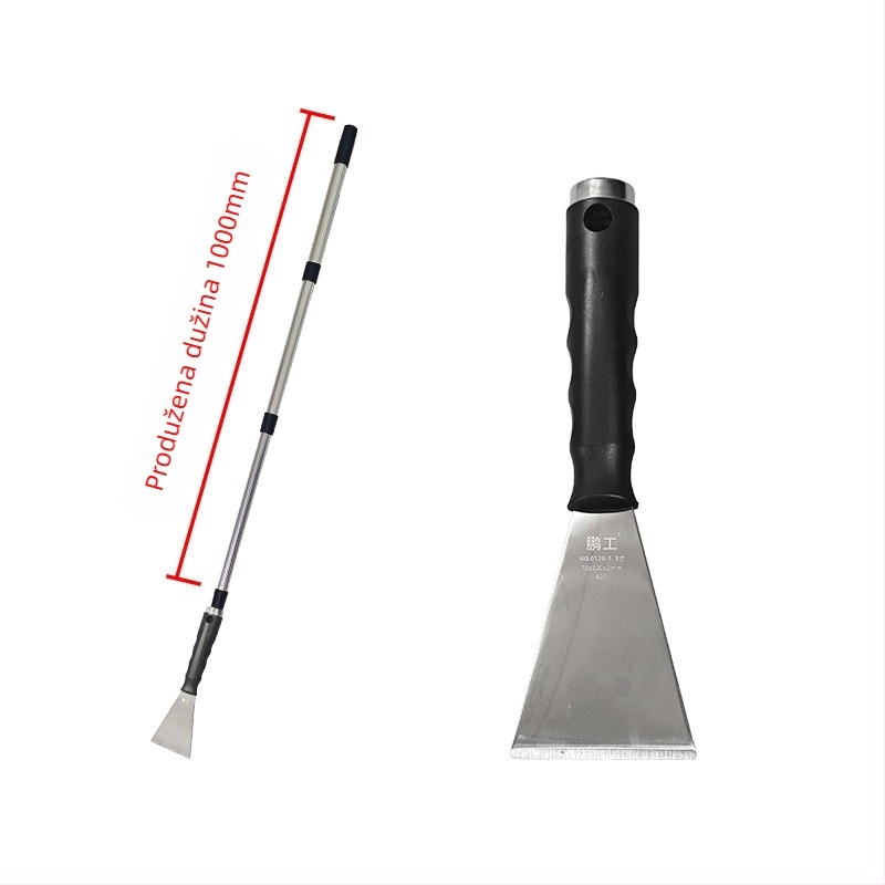 Nerezani set zidarskih alata: lopatica za mort, kutija za cement, podni škrabac, valjak za bojenje