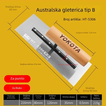 YOKOTA plosnata špatula za žbukanje 5305 za obnovu i uređenje doma