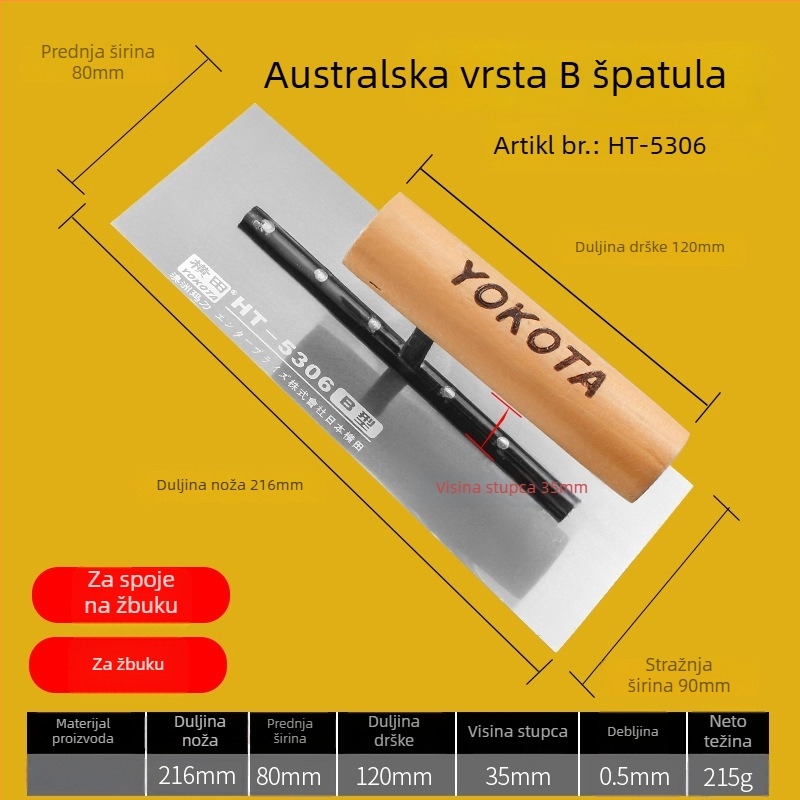 YOKOTA plosnata špatula za žbukanje 5305 za obnovu i uređenje doma