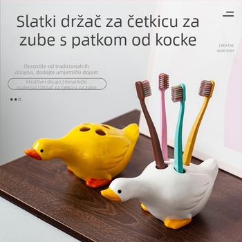 Keramički držač četkica za zube, 4 pretinca, sušenje i UV sterilizacija, montaža bez bušenja