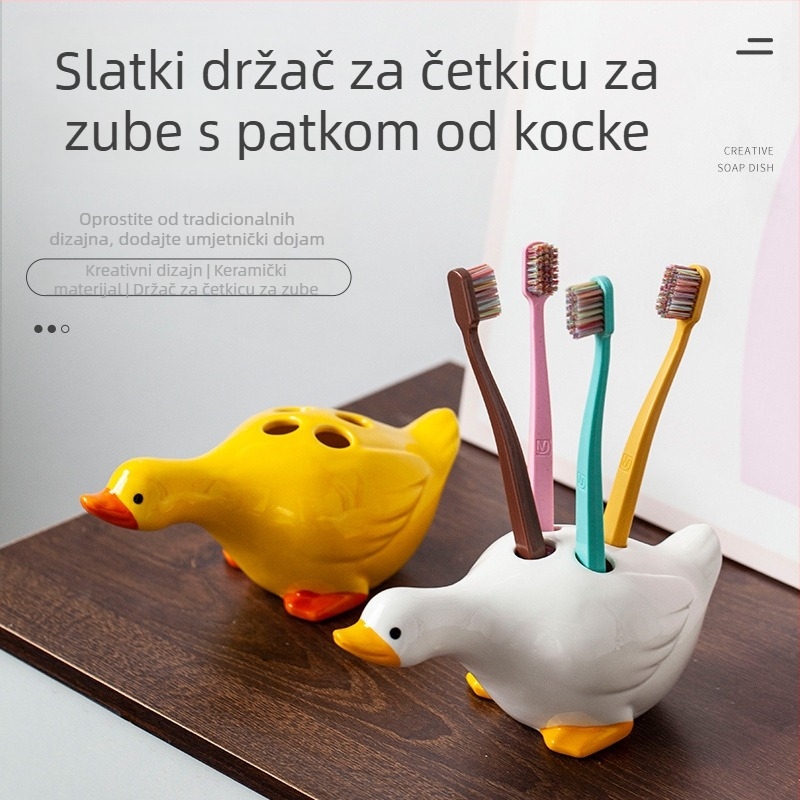Keramički držač četkica za zube, 4 pretinca, sušenje i UV sterilizacija, montaža bez bušenja