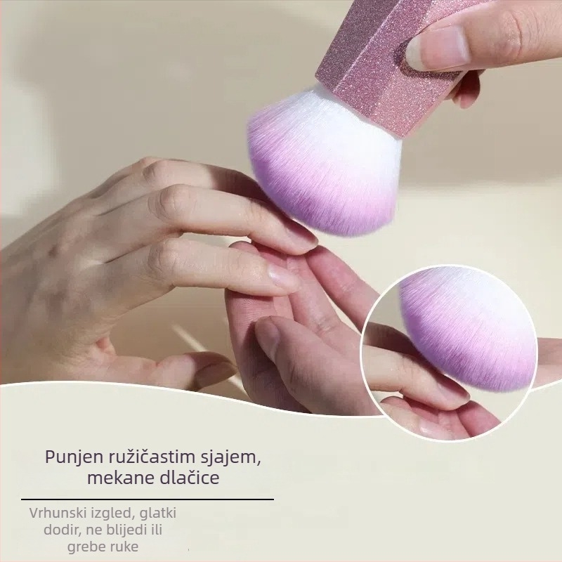 Četkica za šminku s najlonskim vlaknima, plastičnom držaču s kratkom ručkom, pakiranje u jednom komadu