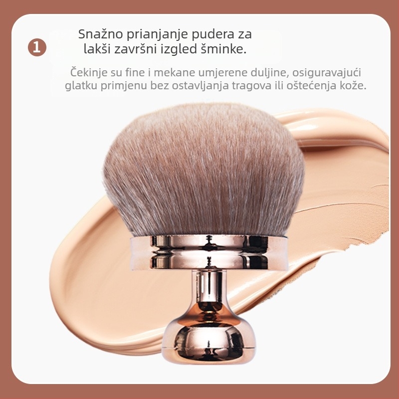 Četkica za puder s gljivičnom glavom, velika, višenamjenska, prijenosna – za puder u prahu, rumenilo i prah za nokte