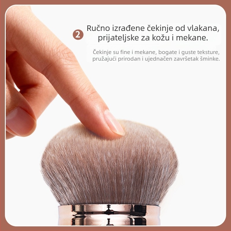Četkica za puder s gljivičnom glavom, velika, višenamjenska, prijenosna – za puder u prahu, rumenilo i prah za nokte