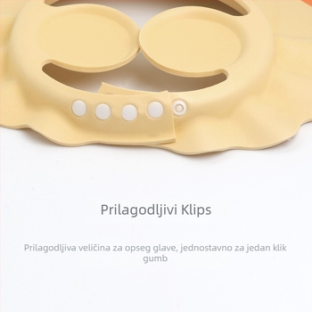 Kapa za pranje kose za bebe s vodootpornom zaštitnom za uši, podesiva, za djecu, crtani stil, materijali: TPE, PP