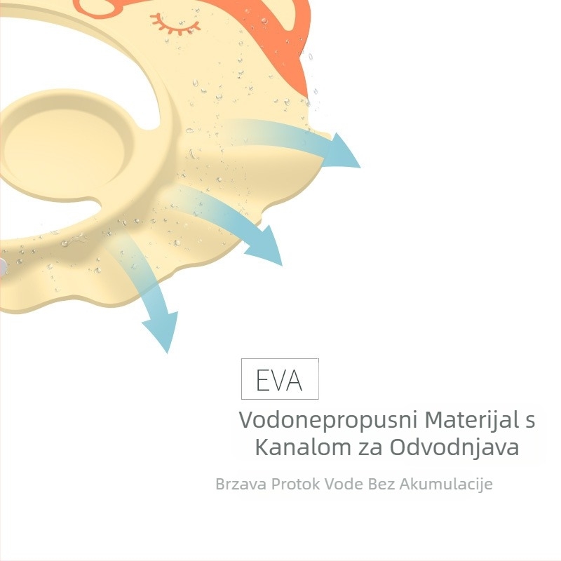 Kapa za pranje kose za bebe s vodootpornom zaštitnom za uši, podesiva, za djecu, crtani stil, materijali: TPE, PP