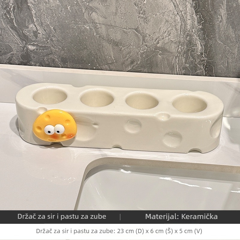 Keramički držač za četkice s držačem za pastu i bazom za pohranu u kupaonici