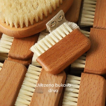 Četkica za nokte s drvenom drškom i dlačicama divlje svinje za čišćenje noktiju i površina