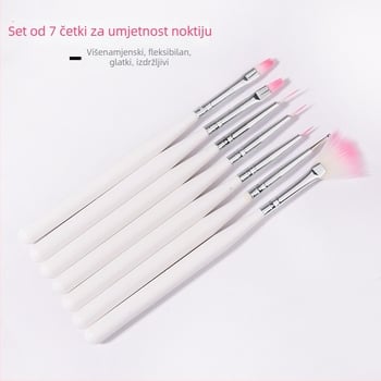 7-dijelni set alata za umjetnost noktiju s dugim ručkama od aluminijske cijevi, neto težina 36 g