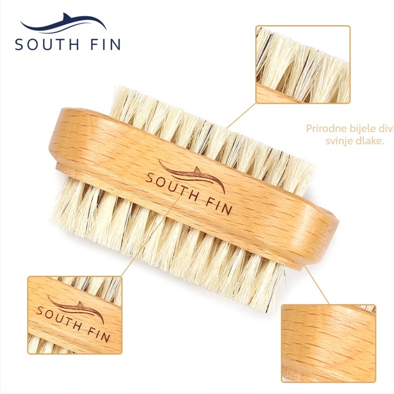 MECAFEE četkica za nokte - dvostruka, drška od bukove drveta, bijele dlačice, široki i uski vrhovi, 40 g neto sadržaj