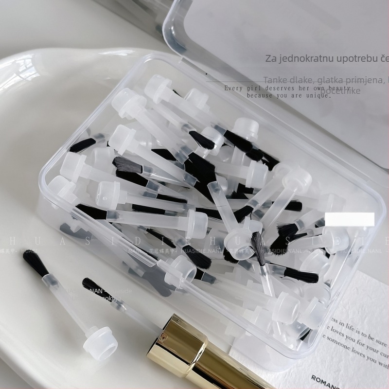 Set četkica za manikuru s 1 ručkom i 66 jednokratnih četkica s okruglim vrhom, uključena kutija za pohranu