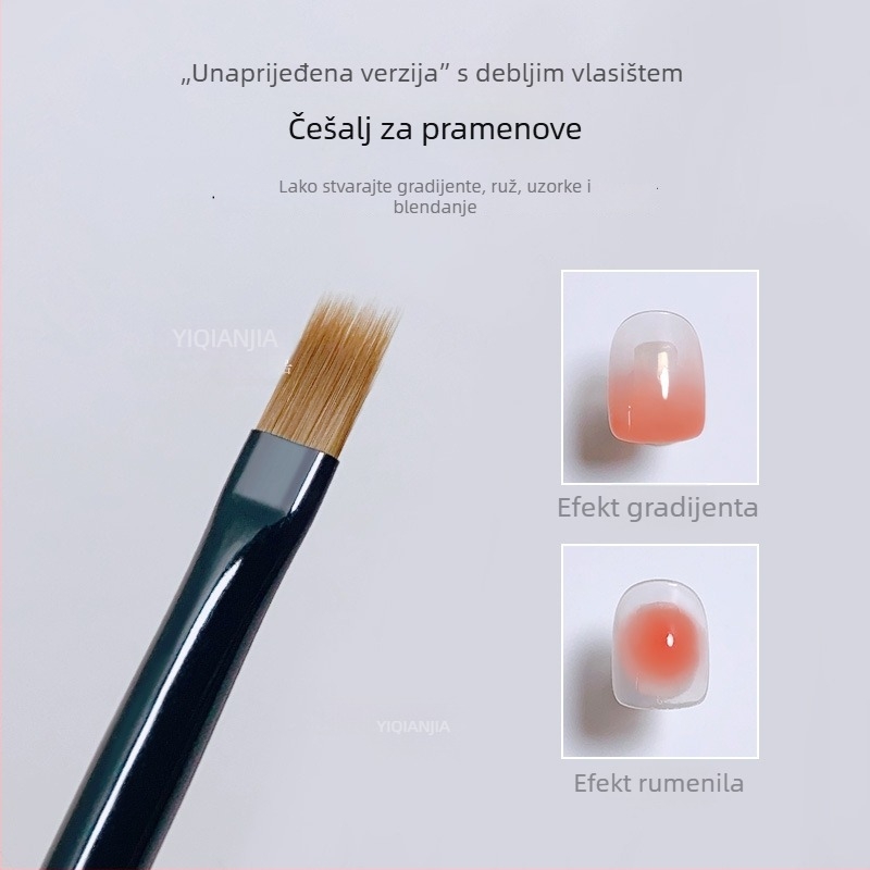 Alat za nokte za umjetnost — 1 kom, drvena drška, duga drška, gradient, čipka, konstrukcija, zamagljivanje