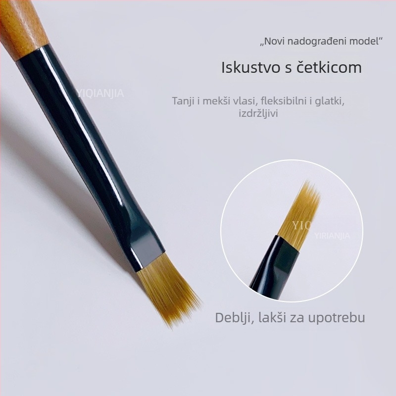 Alat za nokte za umjetnost — 1 kom, drvena drška, duga drška, gradient, čipka, konstrukcija, zamagljivanje