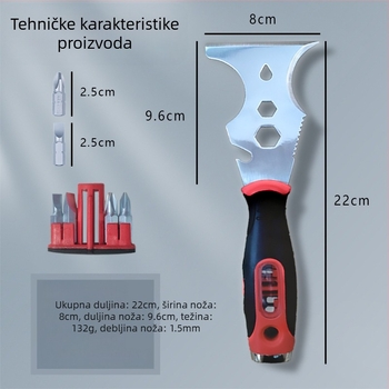 Lituili višenamjenska špahtla za kit s odvijačkim bitom, 16-u-1, nehrđajući čelik oštrica i plastična drška