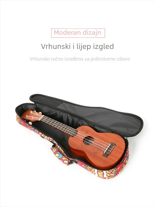 Ruksak za ukulele s geometrijskim uzorkom na platnu, prozračan i lagan, unisex, pogodan za ukulele i malu gitaru, podstava od najlona