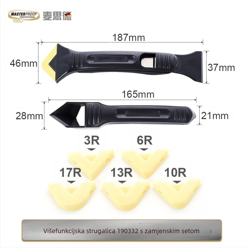Špatula za ljepilo od stakla – višenamjenski alat za nanošenje i struganje ljepila za staklo, tijelo od silikona, Masterproof/Masterd.