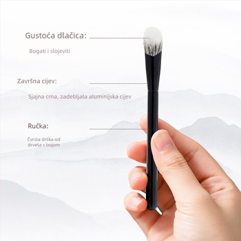 Make-up četka s nylonnim dlačicama, nagibna detaljna konturna četka za rumenilo, drvena drška, OPP vrećica, 1 kom