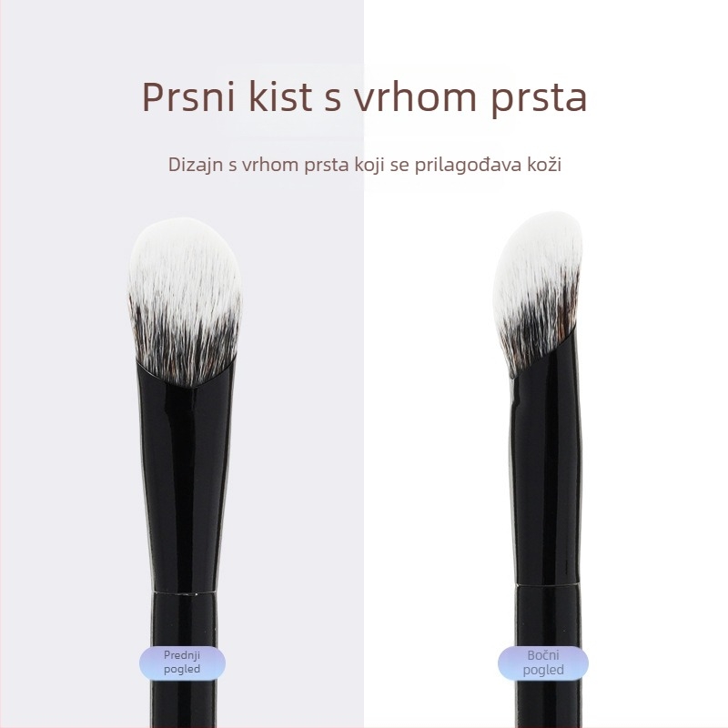 Make-up četka s nylonnim dlačicama, nagibna detaljna konturna četka za rumenilo, drvena drška, OPP vrećica, 1 kom