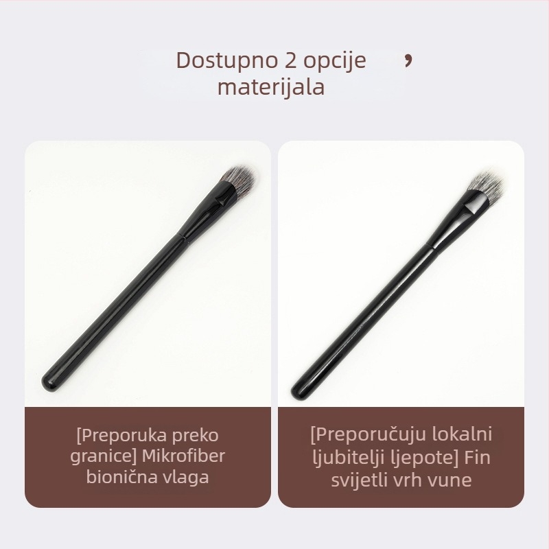 Make-up četka s nylonnim dlačicama, nagibna detaljna konturna četka za rumenilo, drvena drška, OPP vrećica, 1 kom